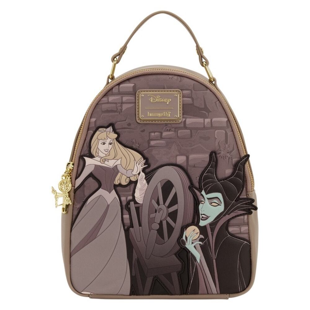 Loungefly Sleeping Beauty & Maleficent Spinning Wheel Mini Backpack NWT!